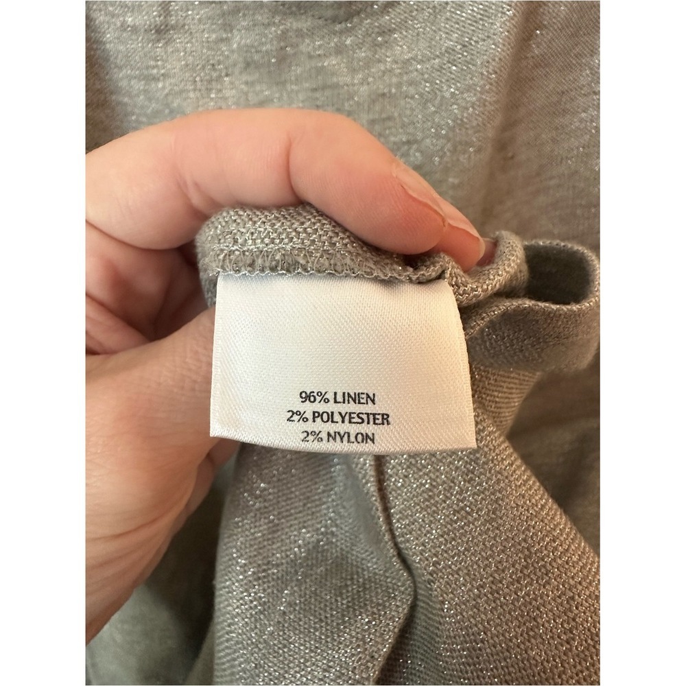 Eileen Fisher Linen Gray Sparkle Strappy Dress Petite Medium - Picture 4 of 5